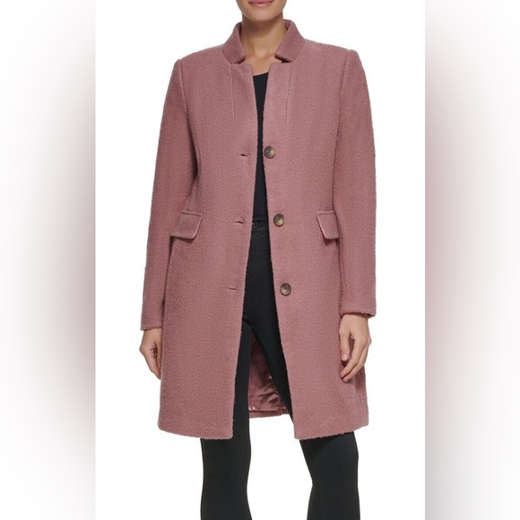 NWT - DKNY Women’s Wool Blended Single Breasted Boucle Walker Coat - Size XL - Picture 2 of 15